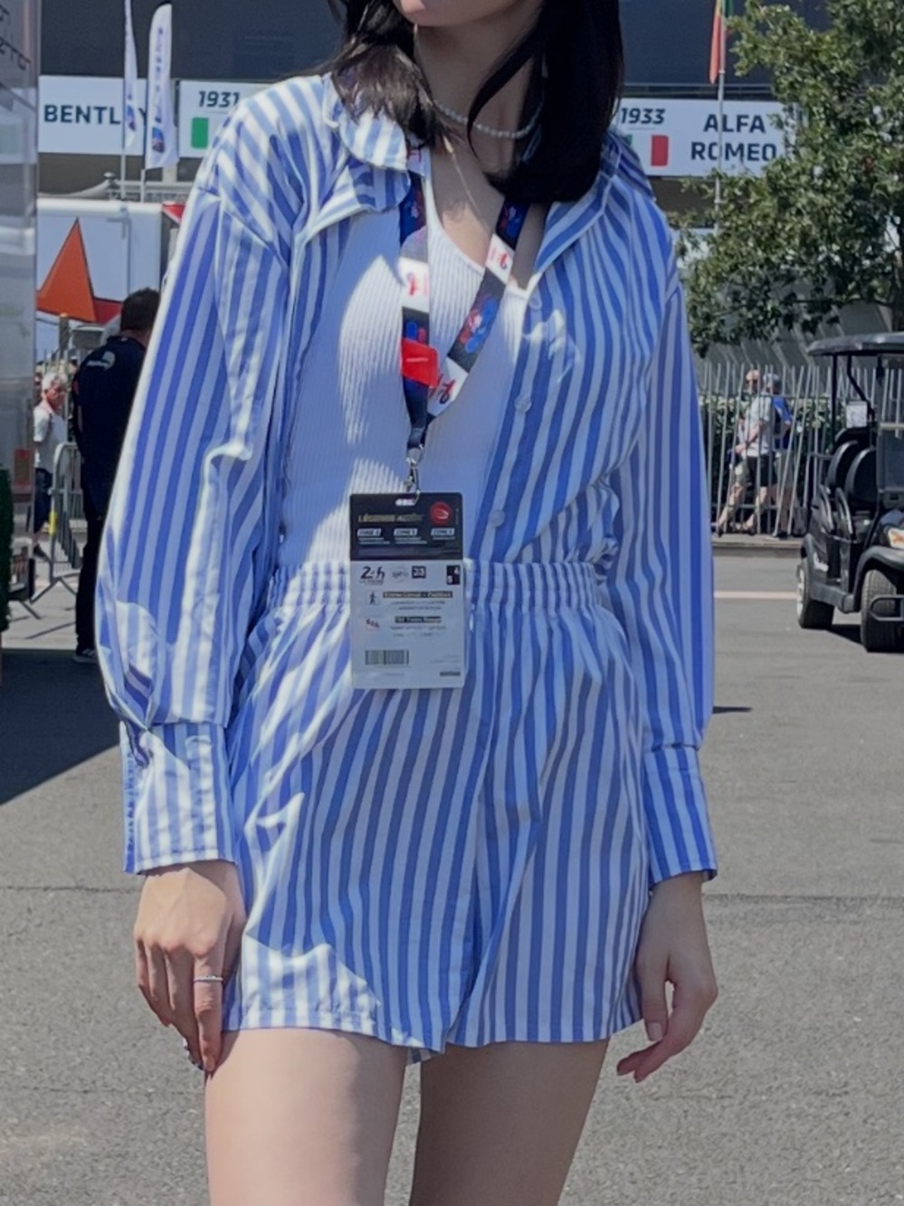 Blue & White Striped Short Set